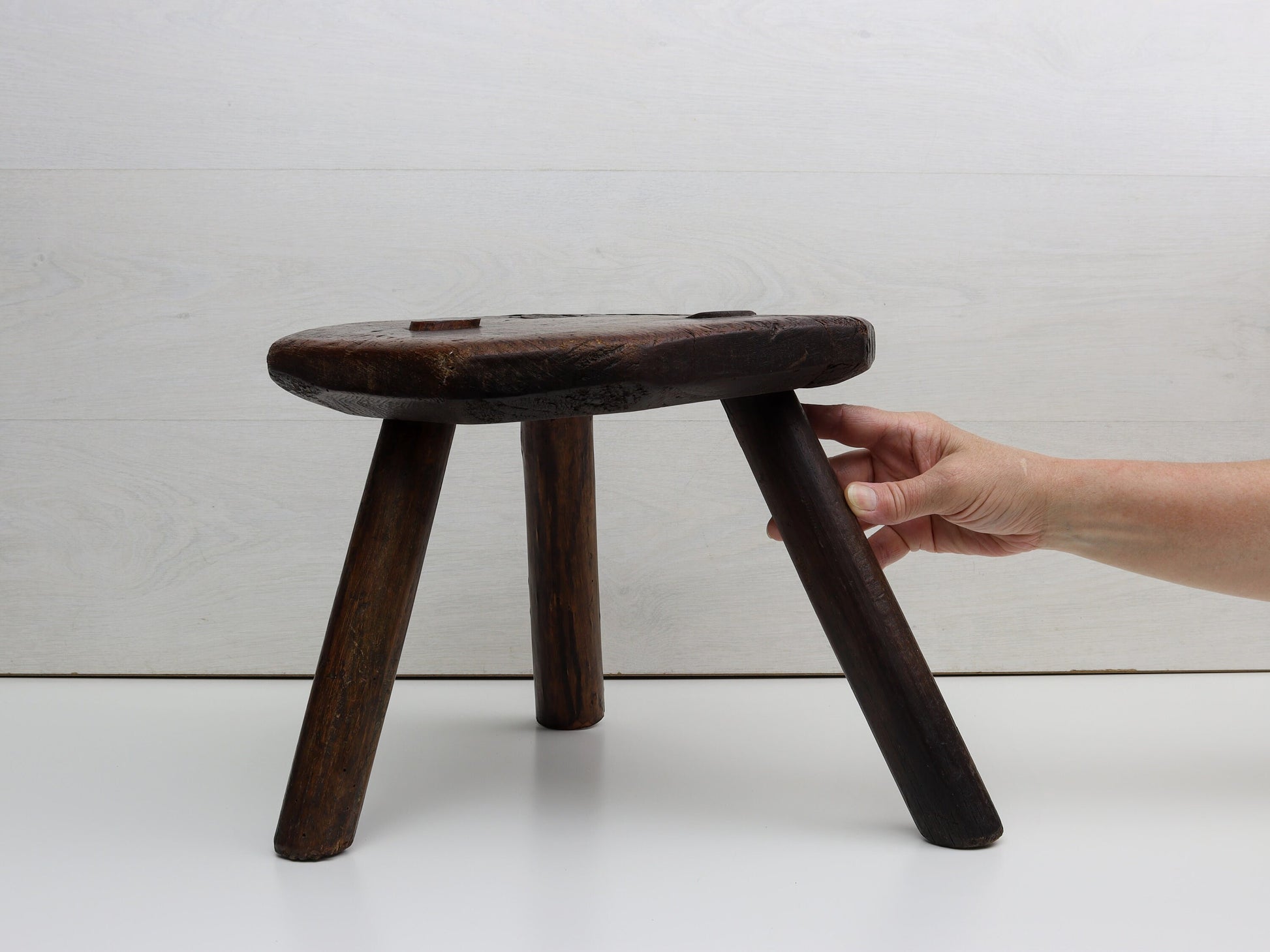 Antique Wooden Stool from Belgium | Milking Stool - Farmhouse Decor