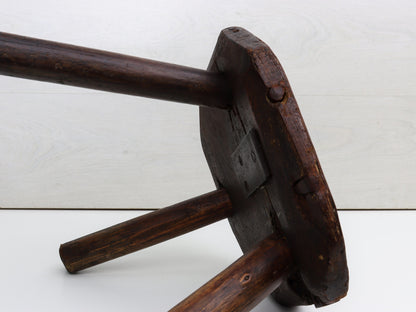 Antique Wooden Stool from Belgium | Milking Stool - Farmhouse Decor