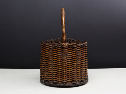 French Wicker Basket-Wine Holder | Handmade Woven Basket-Wine Caddy | Vintage Home Decor