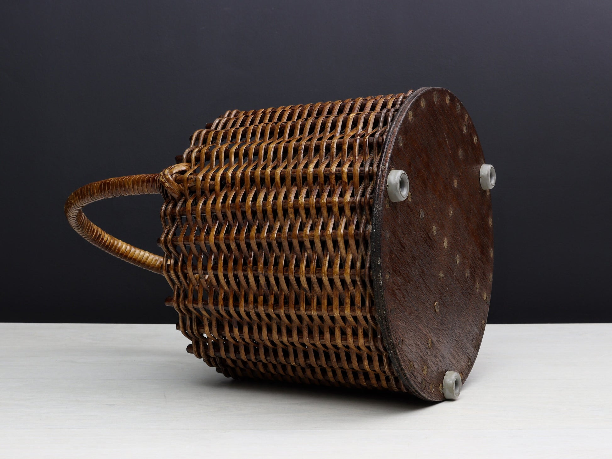 French Wicker Basket-Wine Holder | Handmade Woven Basket-Wine Caddy | Vintage Home Decor