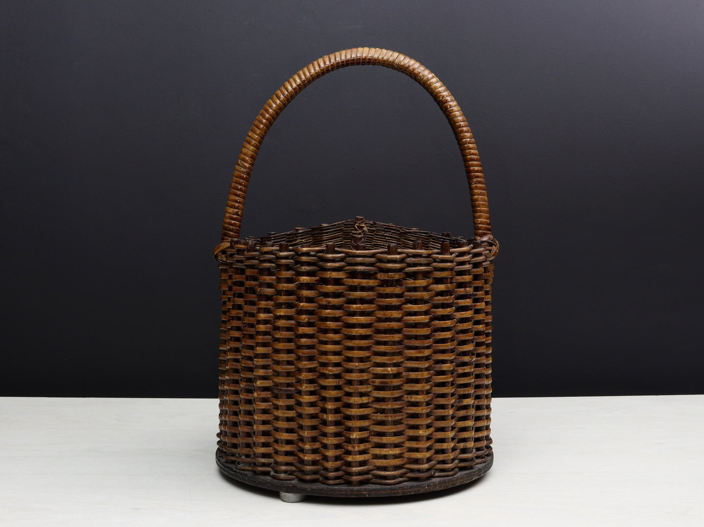 French Wicker Basket-Wine Holder | Handmade Woven Basket-Wine Caddy | Vintage Home Decor