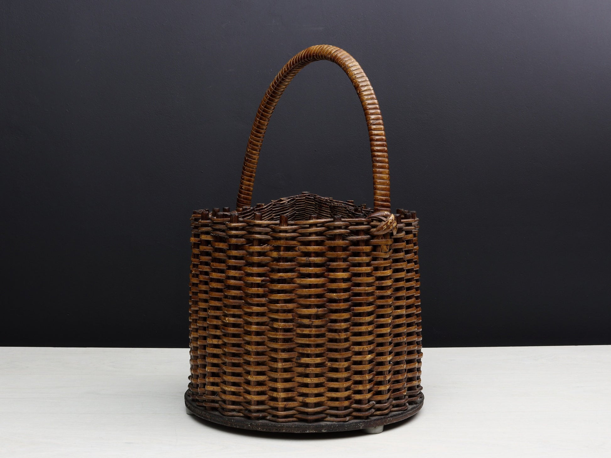 French Wicker Basket-Wine Holder | Handmade Woven Basket-Wine Caddy | Vintage Home Decor