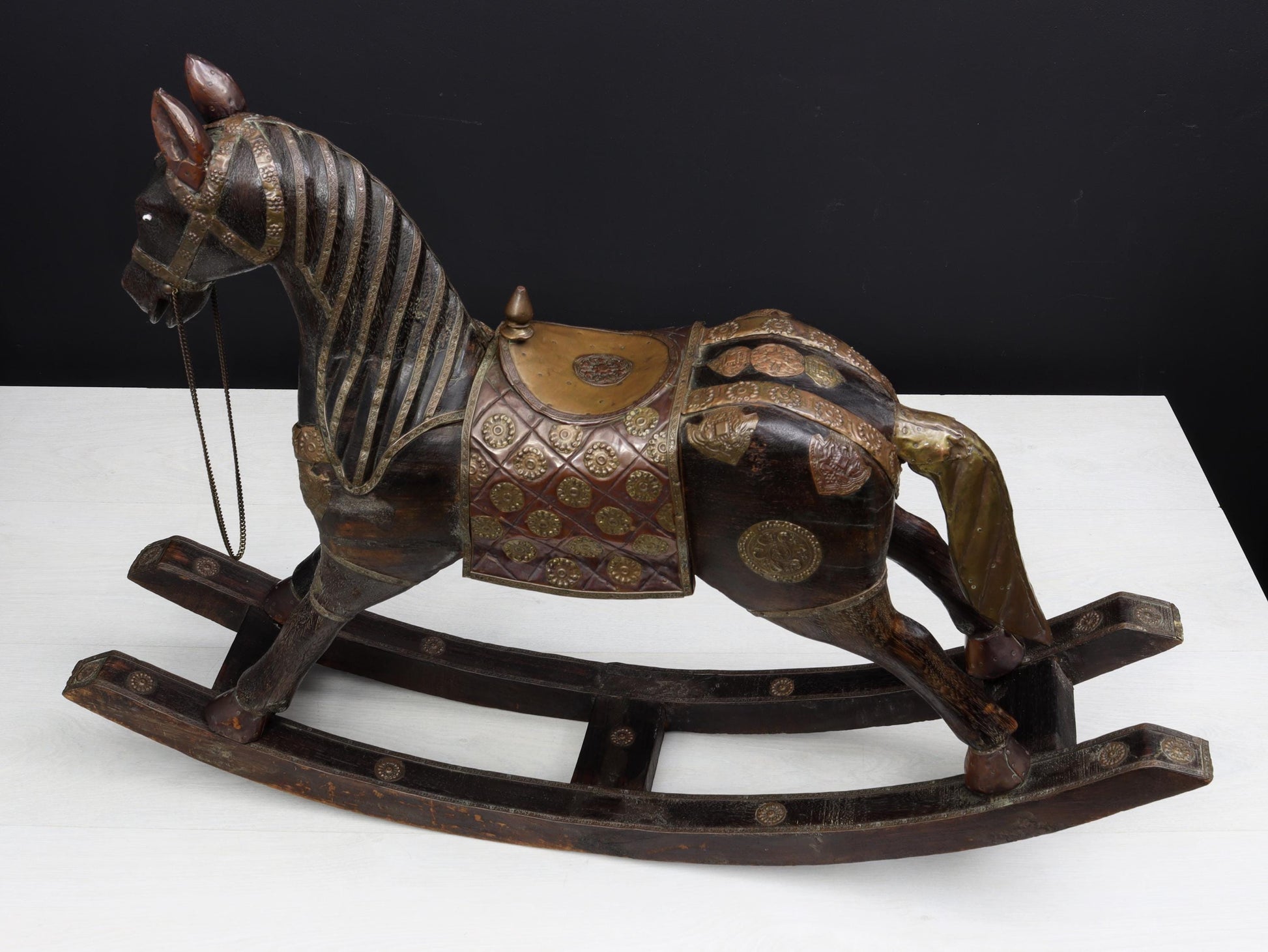 Vintage Wooden Rocking Horse Sculpture | Wooden Horse Figure - Horse Decor