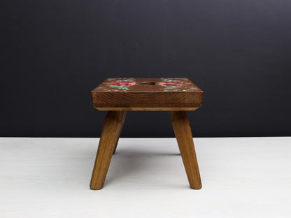 Hand Painted-Vintage Stool | Unique Wooden Stool | Wooden Step Stool-Vintage Home Decor