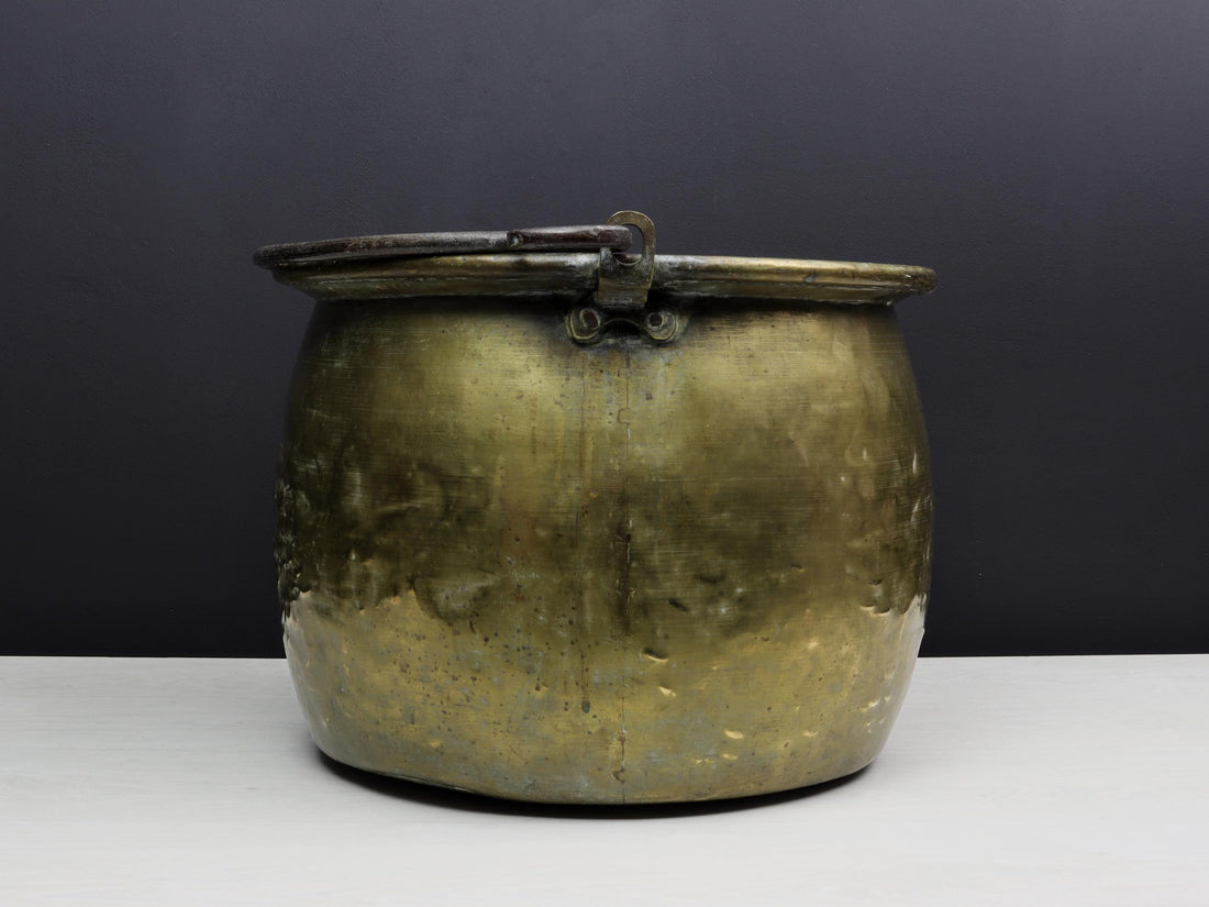 Brass Cauldron-Firewood Holder |Antique Kettle- Log Holder | Brass Kettle-Fireplace Decor | Firewood Holder-Vintage Home Decor