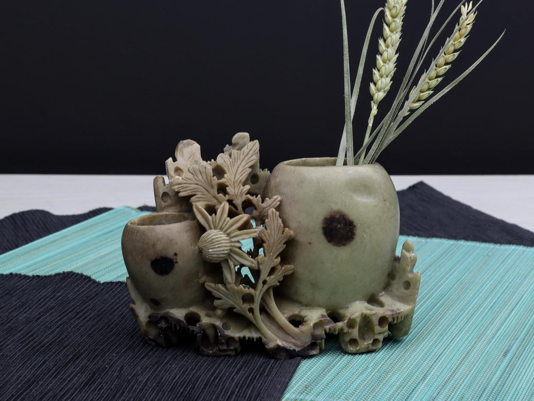 Antique Chinese-Carved Soapstone | Unique Gift Ideas-Wedding Gifts | Vintage Home Decor