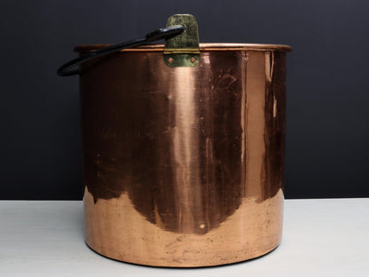 Vintage Copper Pot - Log Holder|Copper Kettle- Firewood Holder|Copper Cauldron-Vintage Home Decor