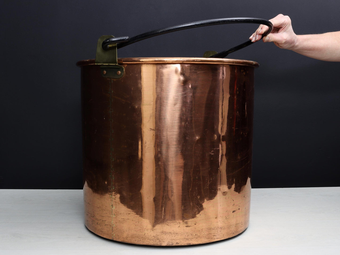 Vintage Copper Pot - Log Holder|Copper Kettle- Firewood Holder|Copper Cauldron-Vintage Home Decor