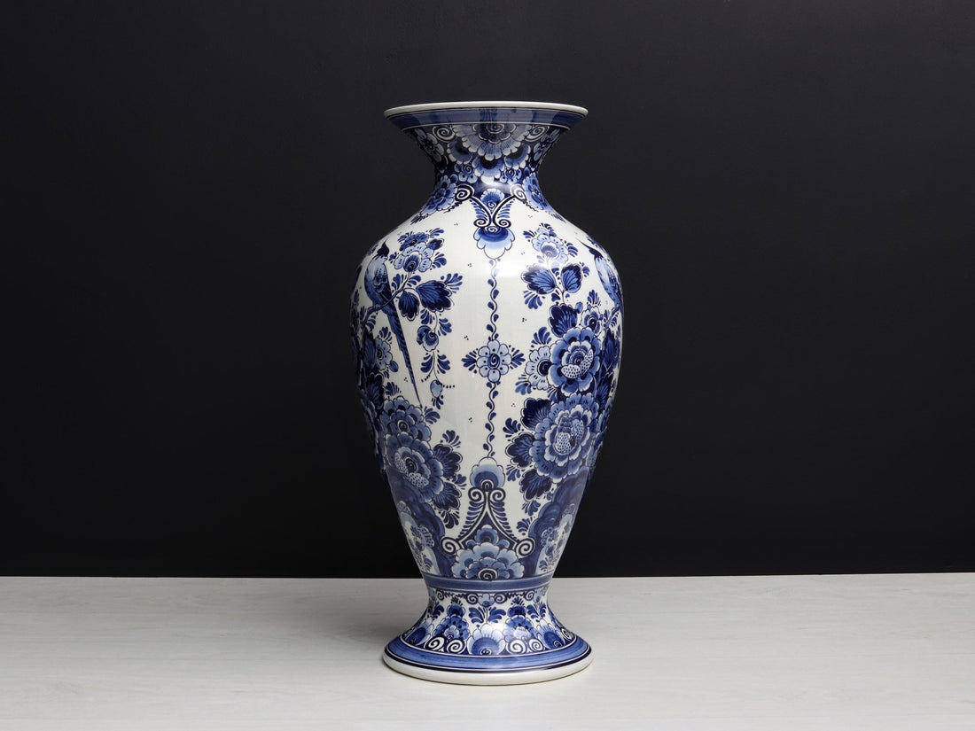 Delft Pottery Blue and White Vase | Umbrella Holder-Entryway Decor | Large Vase-Vintage Home Decor