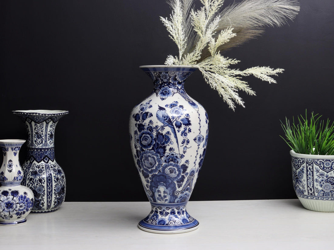 Delft Pottery Blue and White Vase | Umbrella Holder-Entryway Decor | Large Vase-Vintage Home Decor