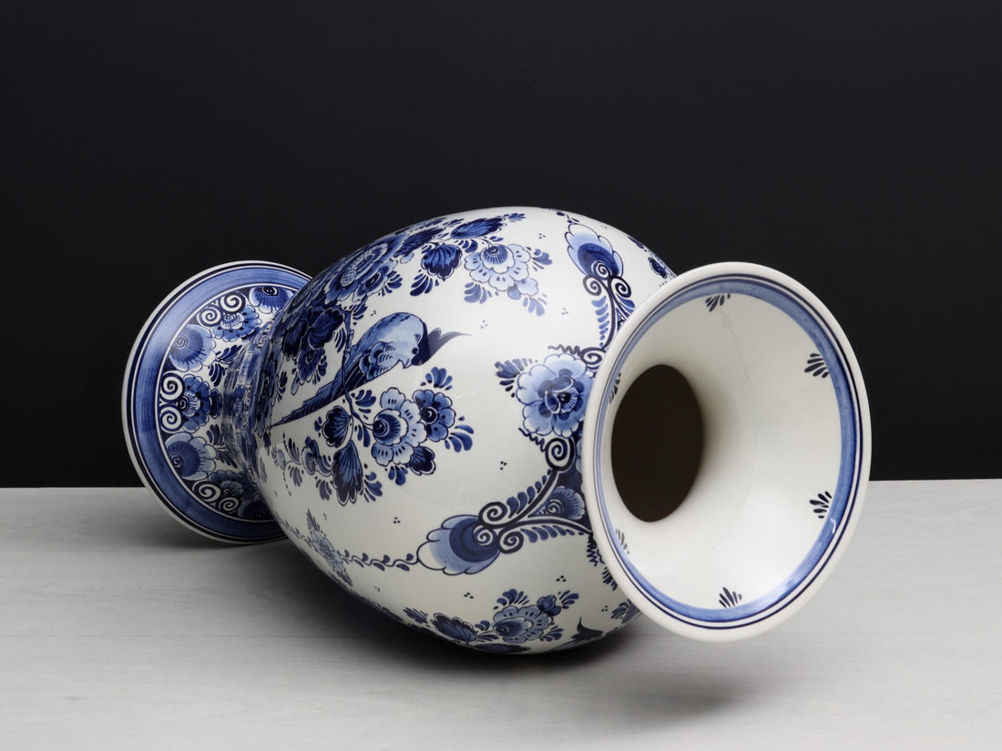 Delft Pottery Blue and White Vase | Umbrella Holder-Entryway Decor | Large Vase-Vintage Home Decor
