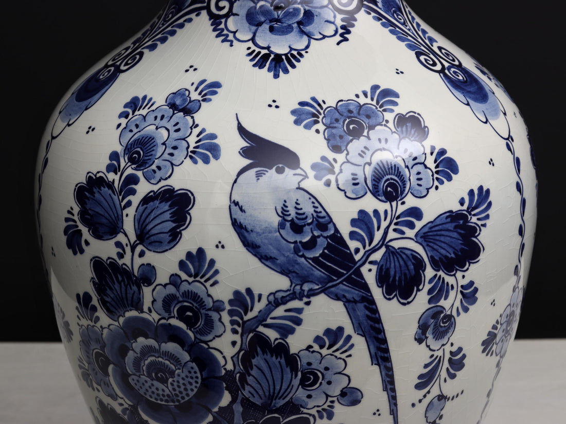 Delft Pottery Blue and White Vase | Umbrella Holder-Entryway Decor | Large Vase-Vintage Home Decor