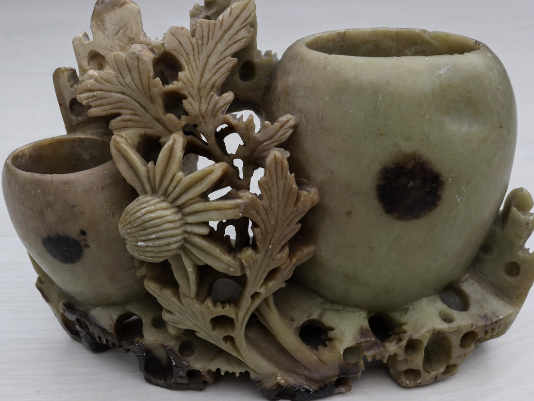 Antique Chinese-Carved Soapstone | Unique Gift Ideas-Wedding Gifts | Vintage Home Decor