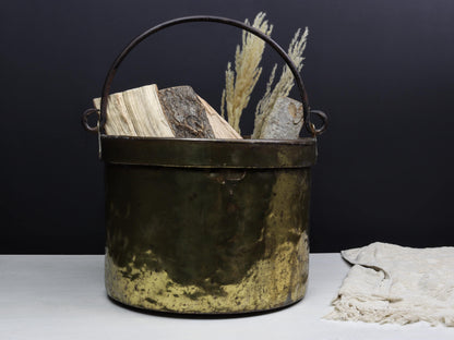 Brass Cauldron -Fireplace Decor | Brass Kettle-Firewood Holder | Copper Cauldron- Log Holder