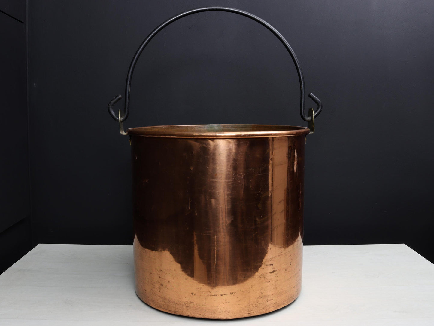 Vintage Copper Pot - Log Holder|Copper Kettle- Firewood Holder|Copper Cauldron-Vintage Home Decor