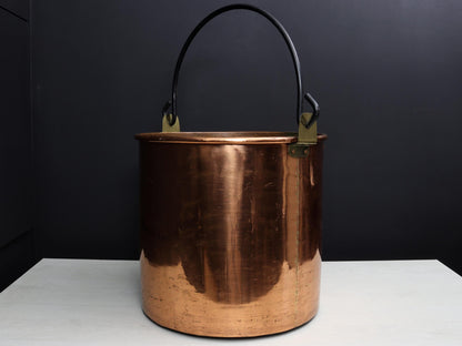 Vintage Copper Pot - Log Holder|Copper Kettle- Firewood Holder|Copper Cauldron-Vintage Home Decor