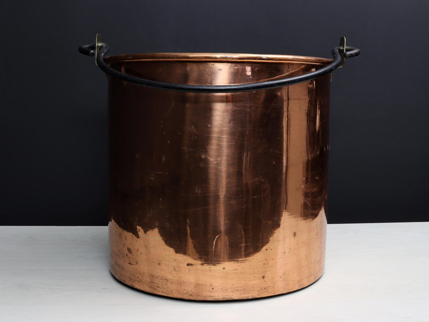 Vintage Copper Pot - Log Holder|Copper Kettle- Firewood Holder|Copper Cauldron-Vintage Home Decor