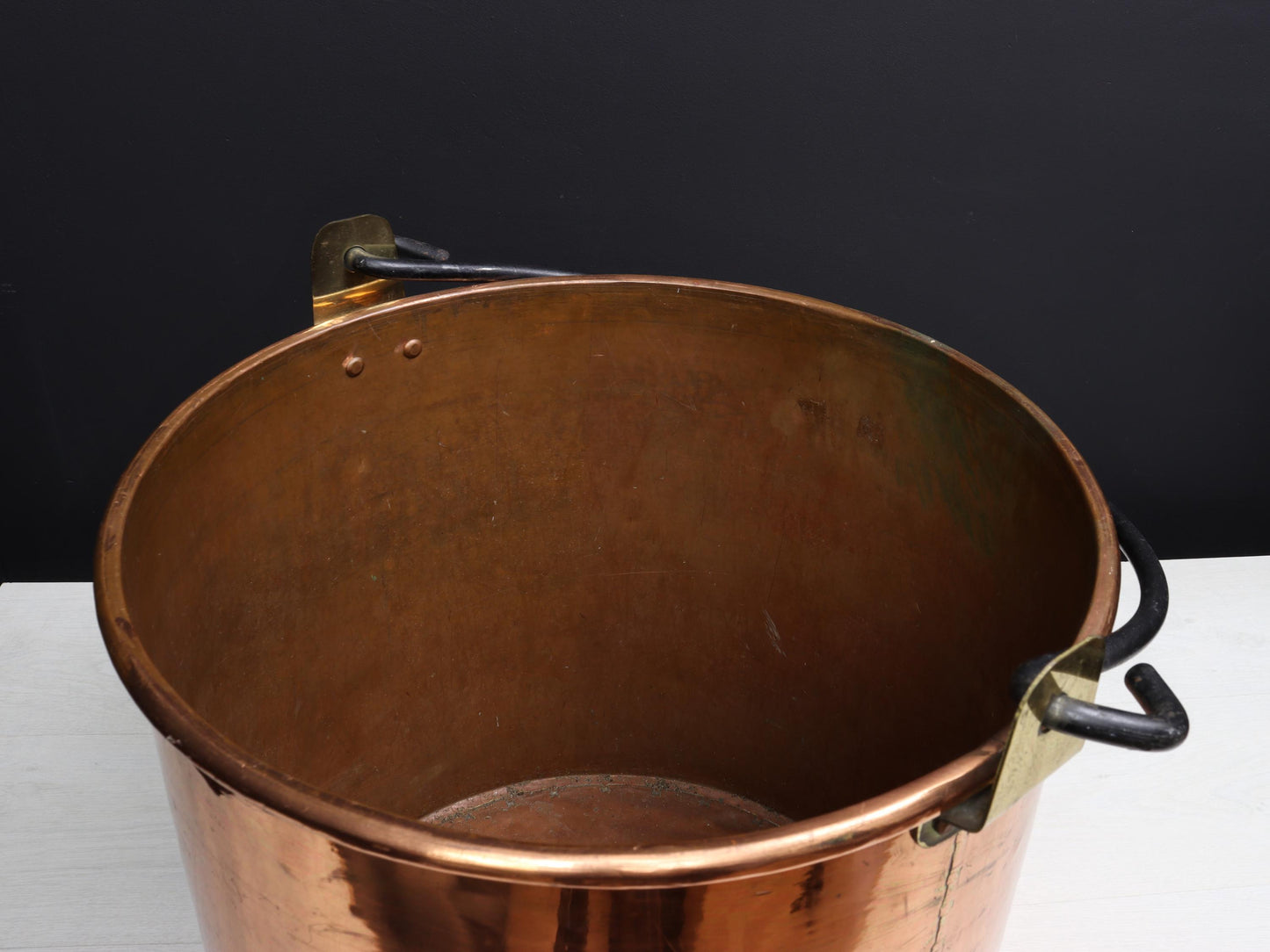 Vintage Copper Pot - Log Holder|Copper Kettle- Firewood Holder|Copper Cauldron-Vintage Home Decor