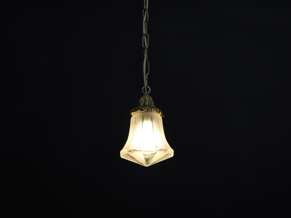 Antique glass Pendant Light| Entryway Lighting Fixture| Brass Pendant Light- Vintage Home Decor