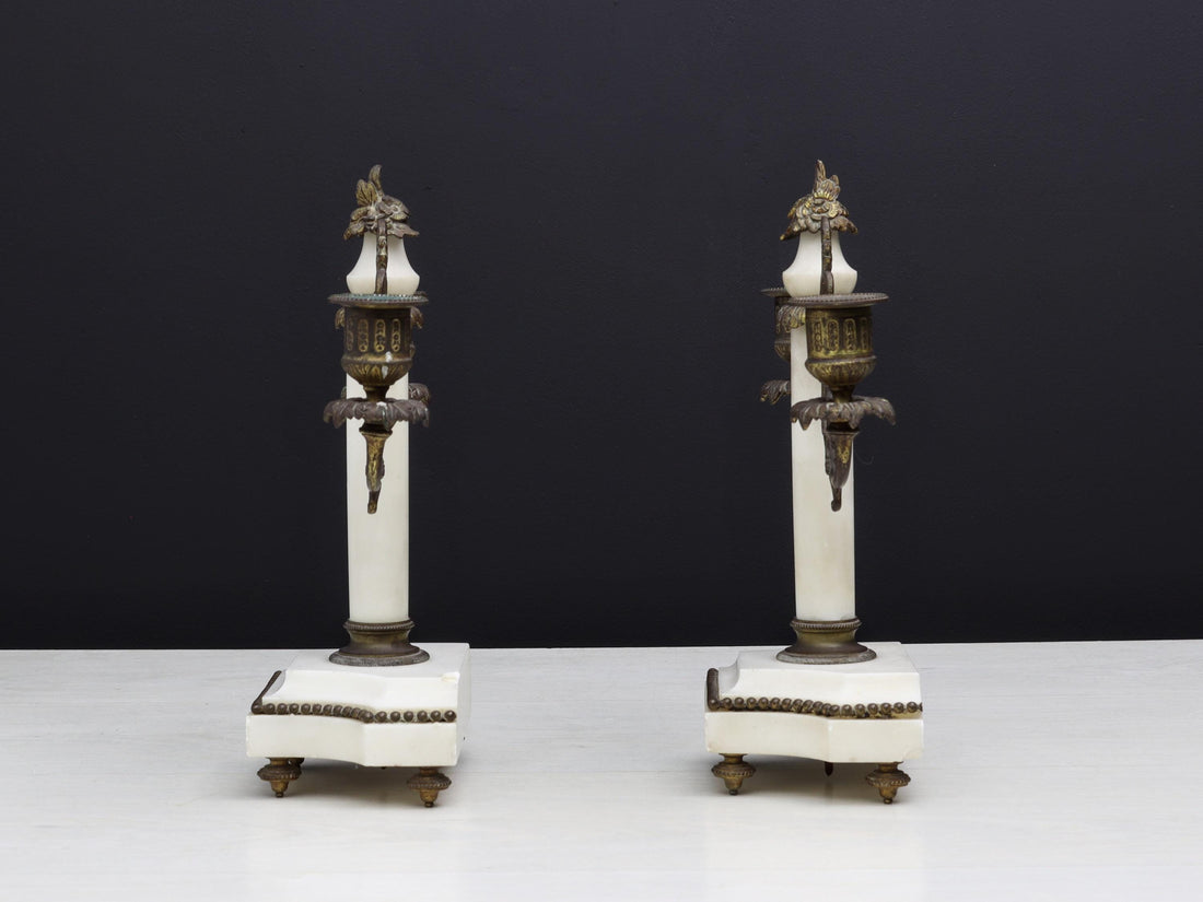 French Antique -Brass Candle Holder Set | Antique Candelabras - Unique Gift Ideas | Vintage Home Decor
