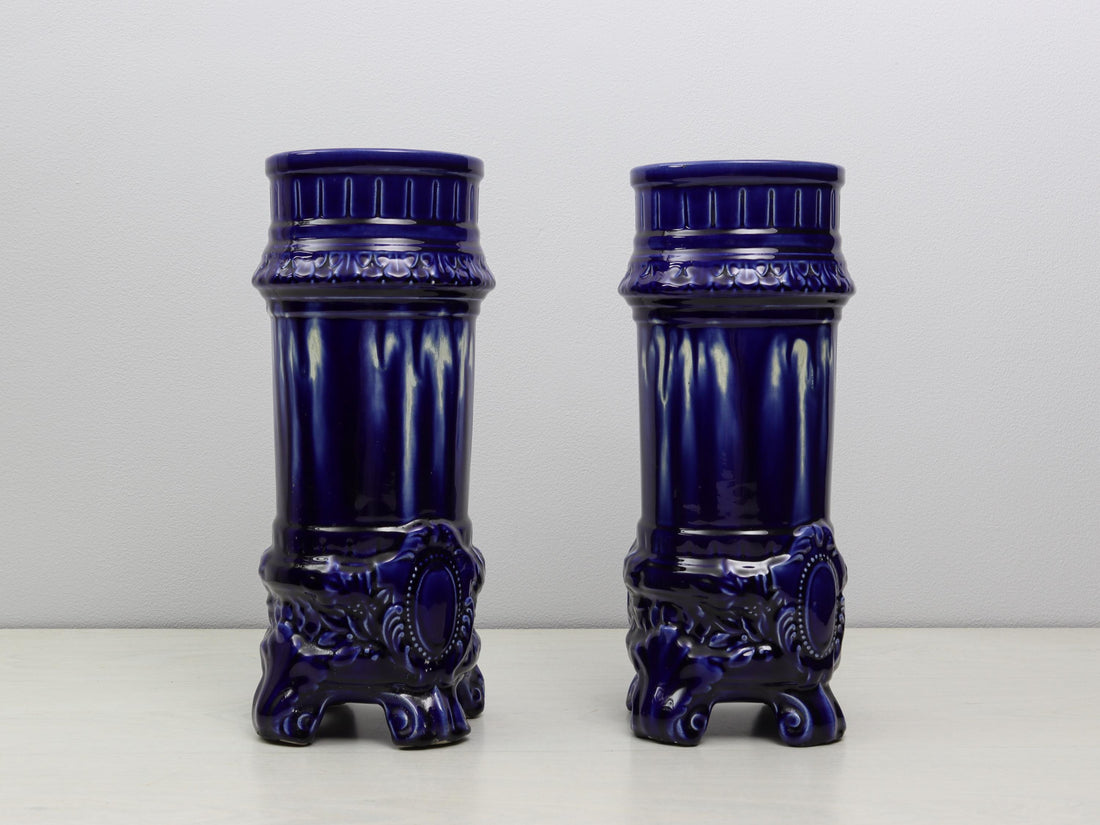 French Antique Cobalt Blue Vases | Unique Gift Ideas -Antique Vases | Vintage Home Decor-Decorative Vases