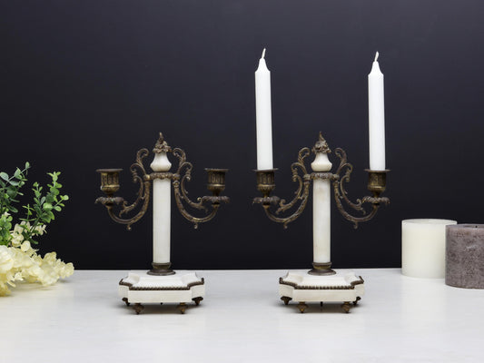 French Antique Candle Stick Holder Set | Antique Candelabras | Brass Candle Holder | Unique Gift Ideas | Vintage Home Decor