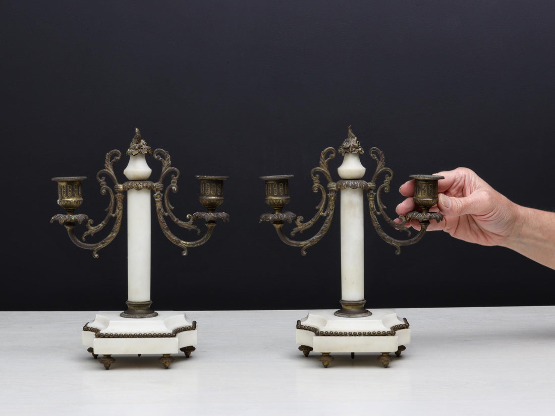 French Antique -Brass Candle Holder Set | Antique Candelabras - Unique Gift Ideas | Vintage Home Decor