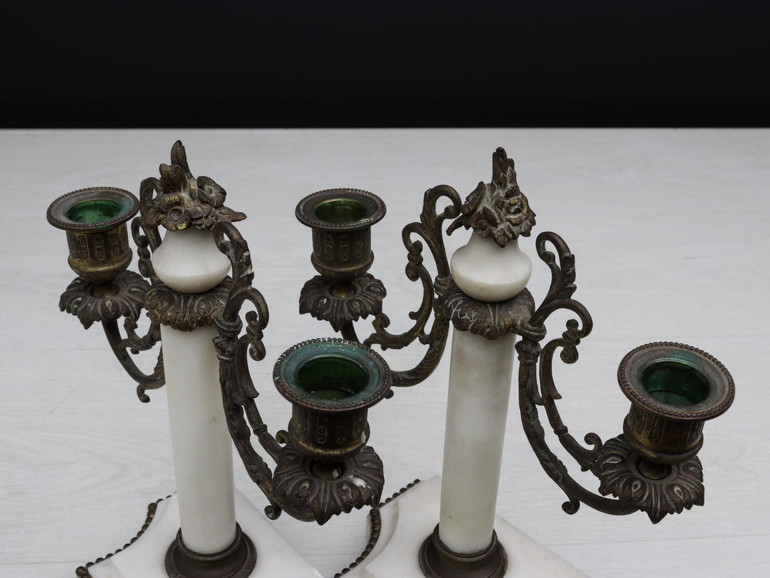 French Antique -Brass Candle Holder Set | Antique Candelabras - Unique Gift Ideas | Vintage Home Decor