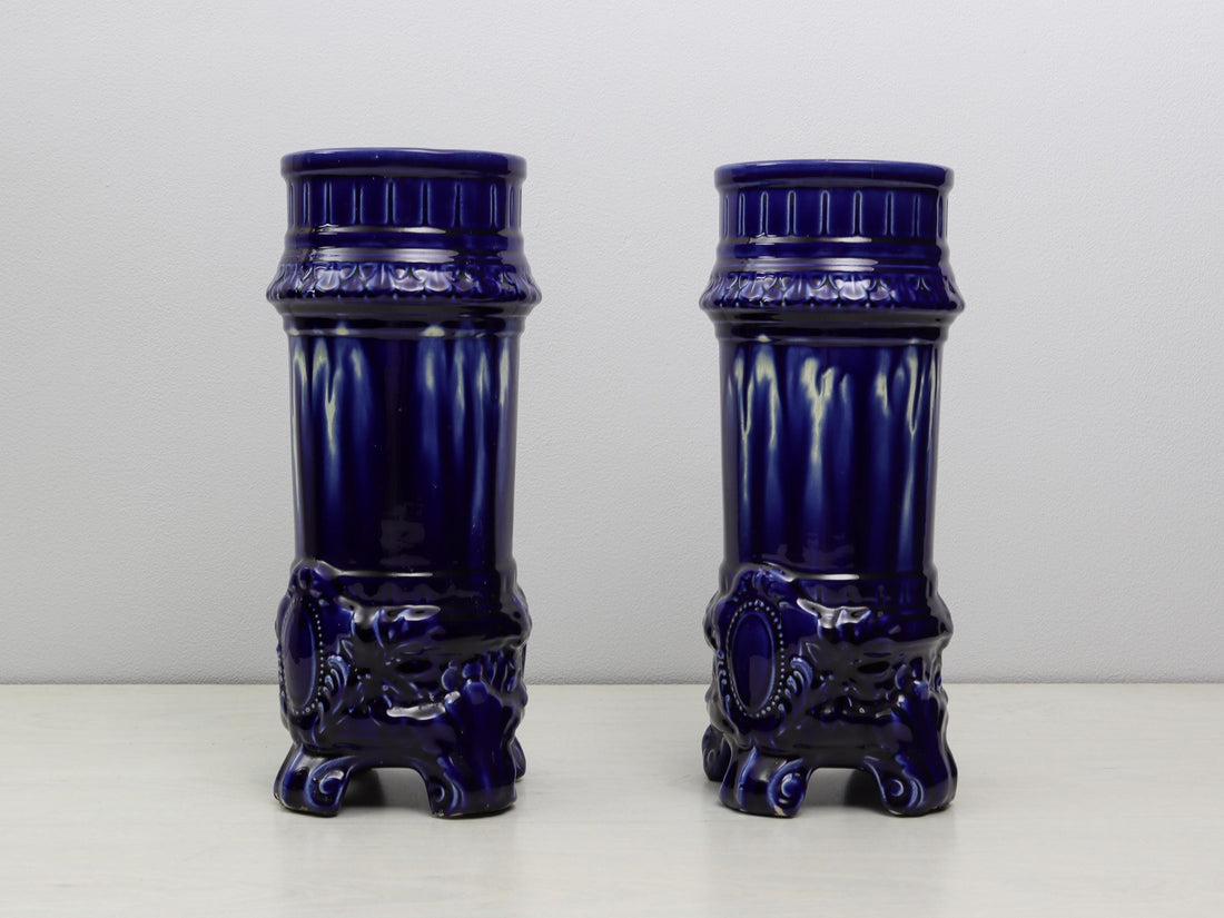 French Antique Cobalt Blue Vases | Unique Gift Ideas -Antique Vases | Vintage Home Decor-Decorative Vases
