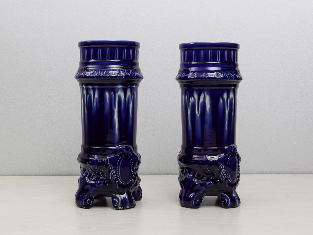 French Antique Cobalt Blue Vases | Unique Gift Ideas -Antique Vases | Vintage Home Decor-Decorative Vases