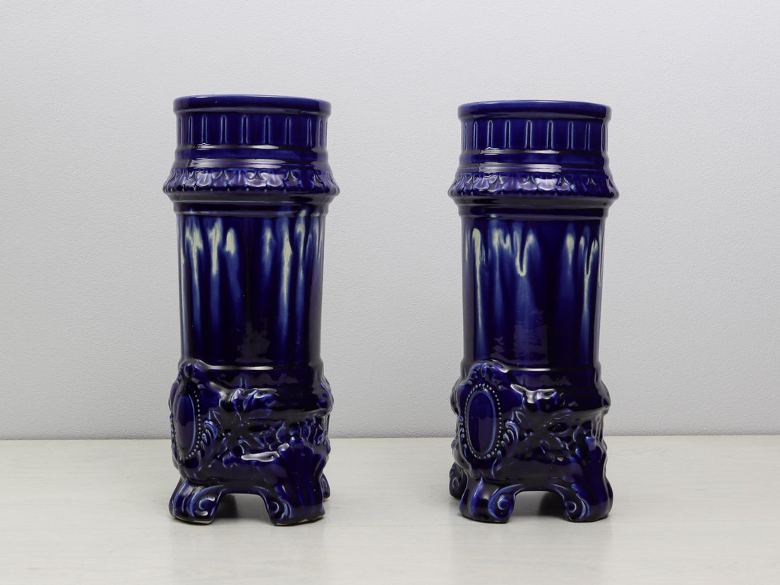 French Antique Cobalt Blue Vases | Unique Gift Ideas -Antique Vases | Vintage Home Decor-Decorative Vases
