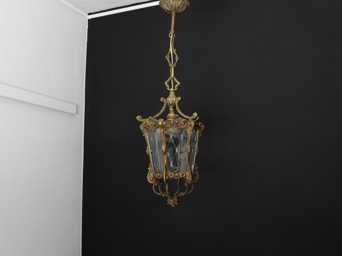 Antique Lighting-Brass Pendant Light | Entryway Lighting-Vintage Home Decor | Glass Pendant Lighting-Hanging Light | Unique Gift Ideas