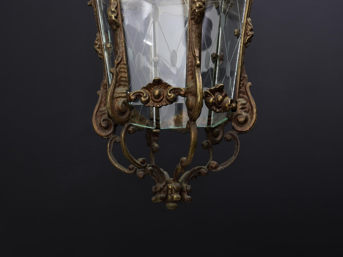 Antique Lighting-Brass Pendant Light | Entryway Lighting-Vintage Home Decor | Glass Pendant Lighting-Hanging Light | Unique Gift Ideas