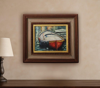 This vintage oil painting is a beautiful piece of European art that's perfect for adding a touch of nautical decor to your space. This stunning signed  original artwork captures a serene scene from the picturesque coastal town of Camogli, Italy.
