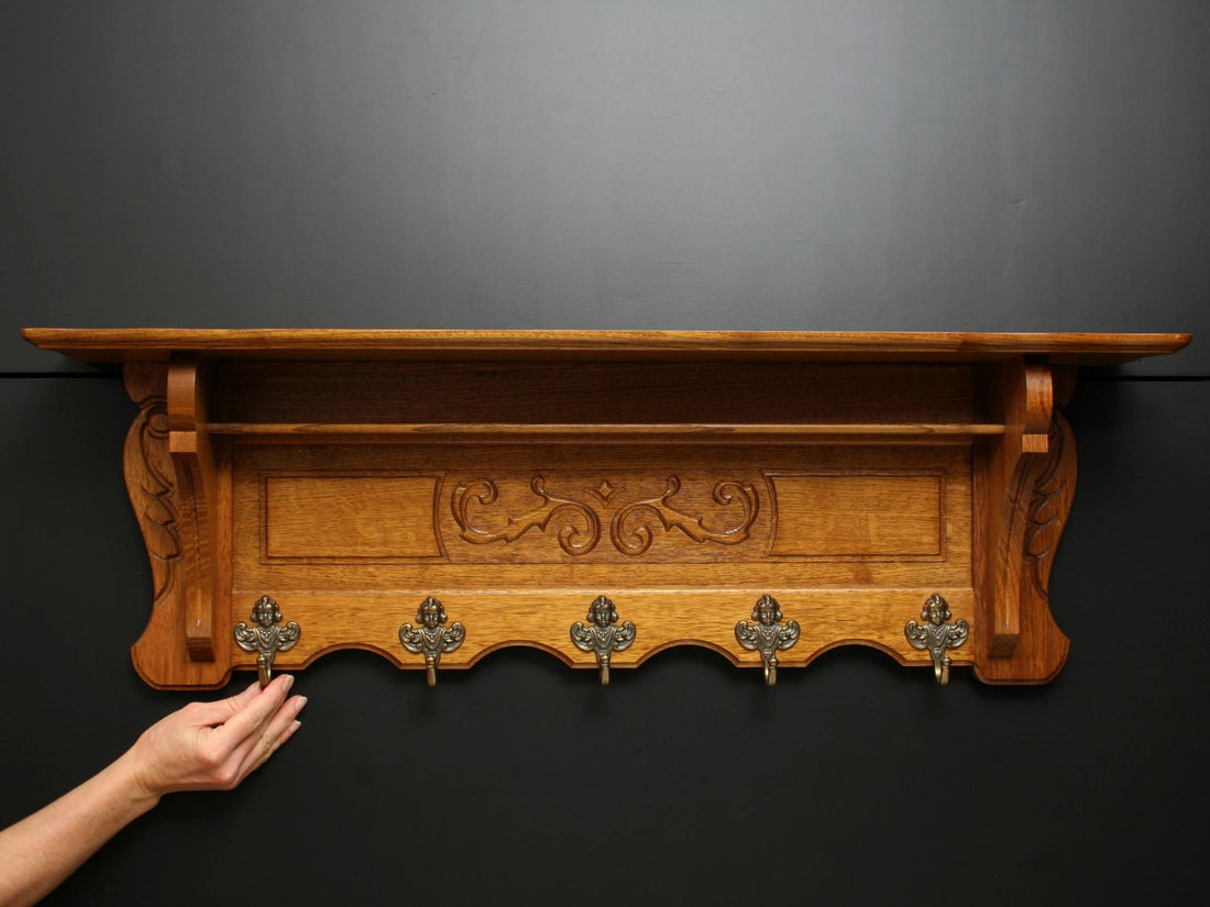 Vintage Wall Coat Rack with Shelf - Entryway Organizer