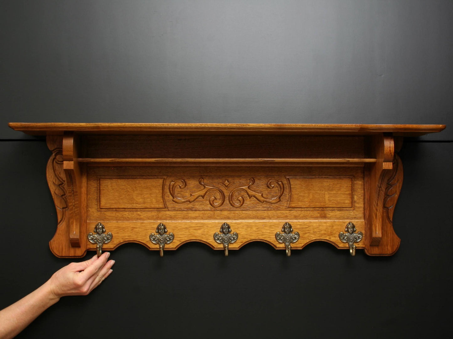 Vintage Wall Coat Rack with Shelf - Entryway Organizer