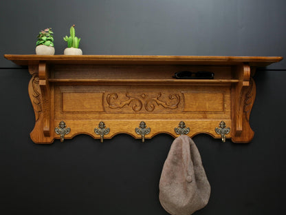 Vintage Wall Coat Rack with Shelf - Entryway Organizer