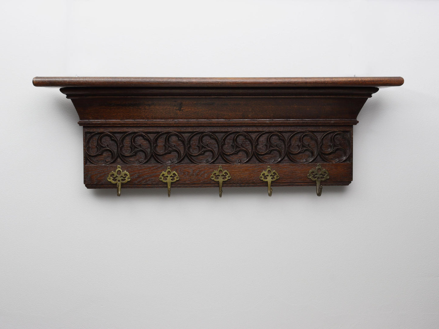 Antique Wall Mount Coat Rack with Shelf| Vintage Home Decor
