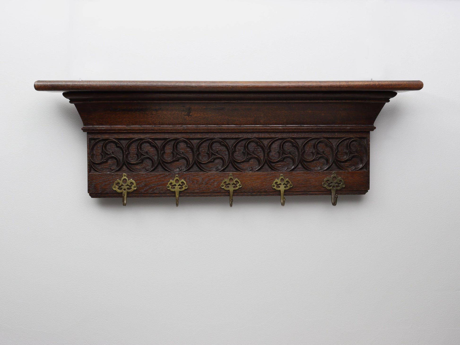 Antique Wall Mount Coat Rack with Shelf| Vintage Home Decor