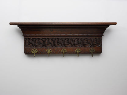 Antique Wall Mount Coat Rack with Shelf| Vintage Home Decor