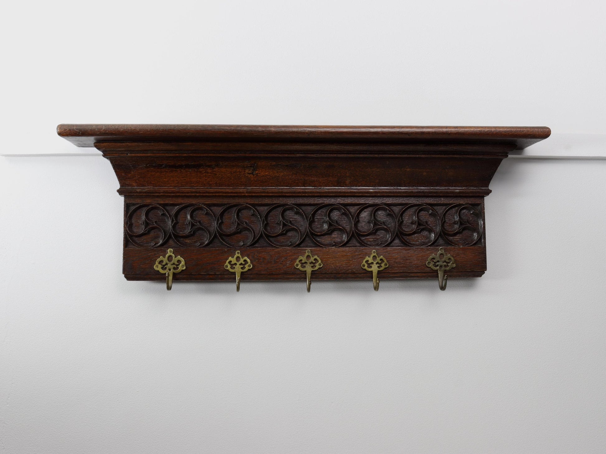 Antique Wall Mount Coat Rack with Shelf| Vintage Home Decor