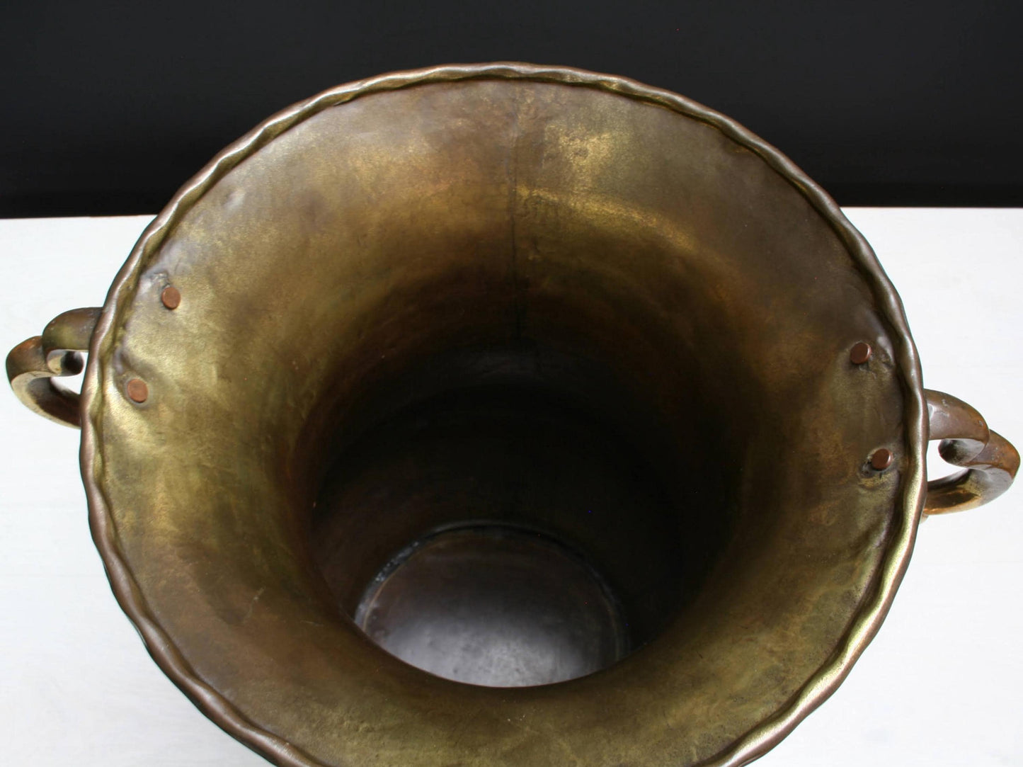 Vintage Copper Umbrella Stand with Brass Handles-Belgian Mid-Century Vintage Home Decor