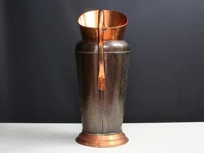 Vintage Two-Tone Copper Umbrella Stand with Brass Cherubs-Belgian Vintage Home Decor