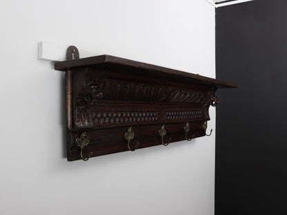 Antique Coat Rack with Shelf - Mechelen Style Wall Mount Entryway Coat Rack - Vintage Home Decor