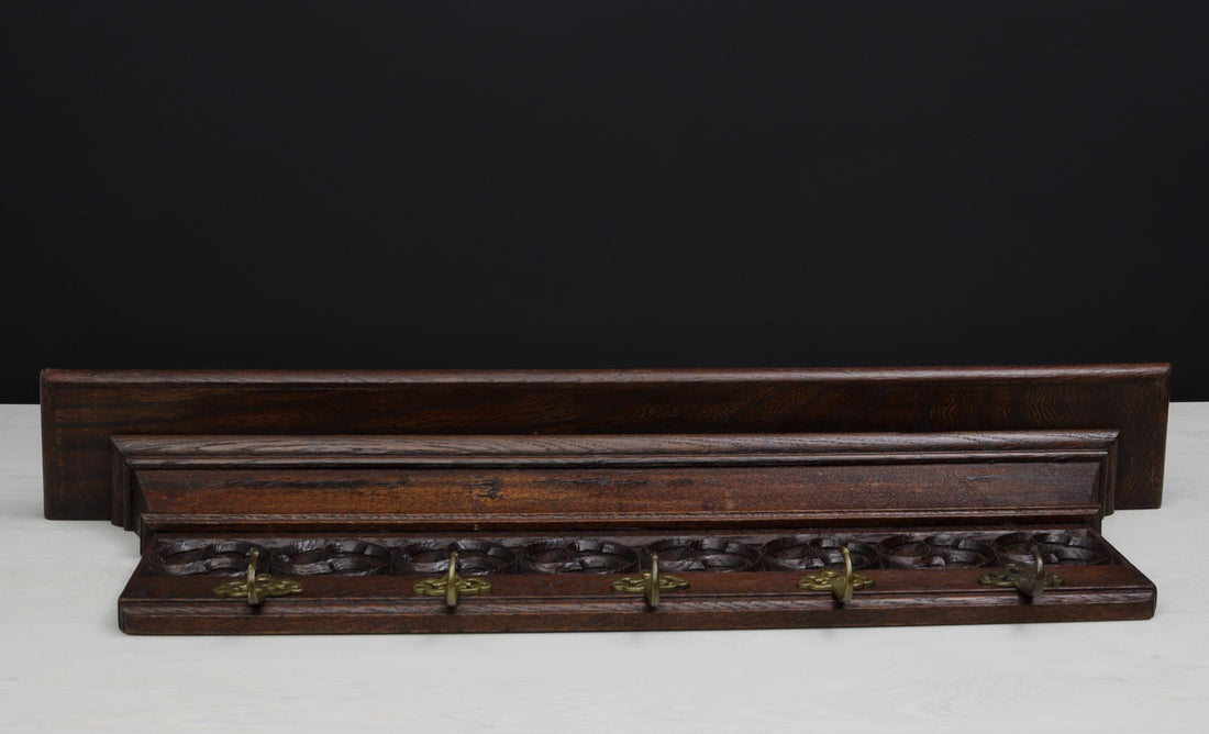 Antique Wall Mount Coat Rack with Shelf| Vintage Home Decor
