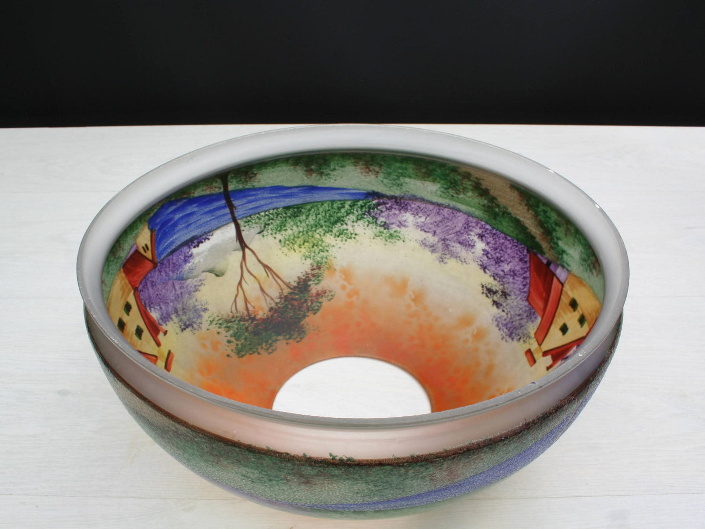 Vintage Hand-Painted Glass Pendant Light from Belgium-Unique Hanging Light-Vintage Home Decor