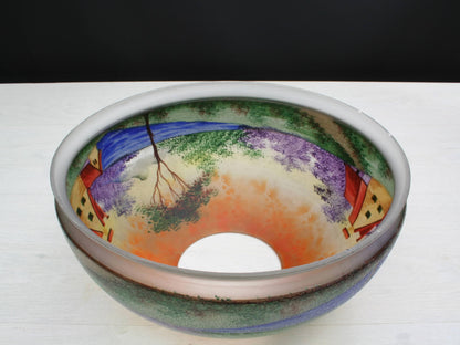 Vintage Hand-Painted Glass Pendant Light from Belgium-Unique Hanging Light-Vintage Home Decor