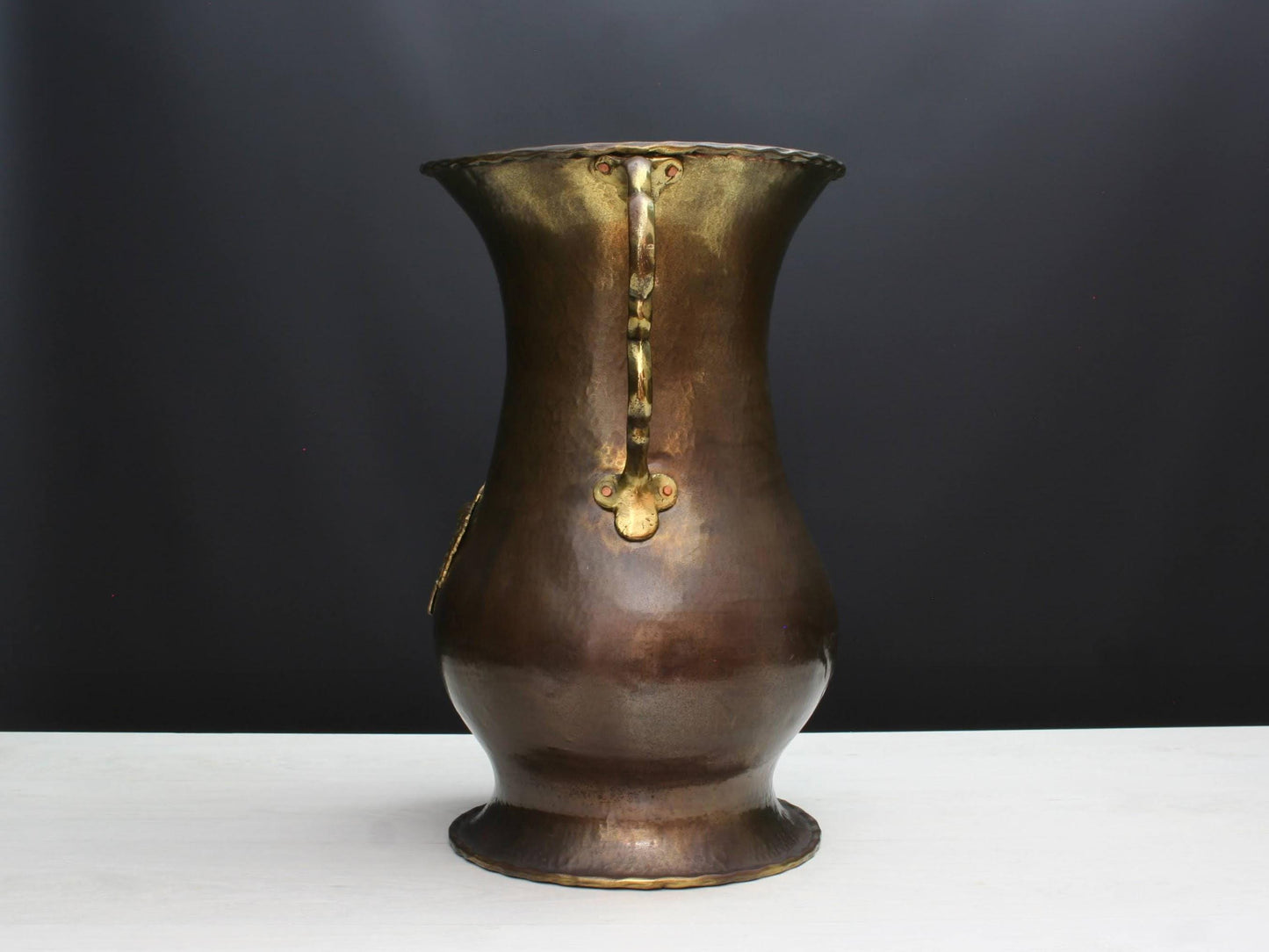 Vintage Copper Umbrella Stand with Brass Handles-Belgian Mid-Century Vintage Home Decor