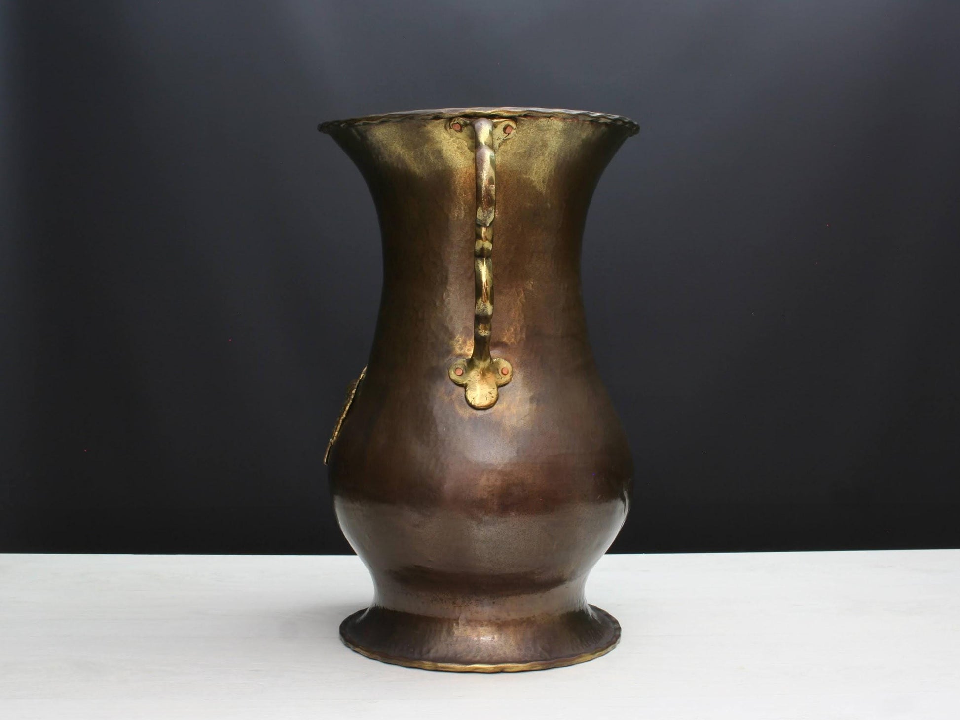 Vintage Copper Umbrella Stand with Brass Handles-Belgian Mid-Century Vintage Home Decor