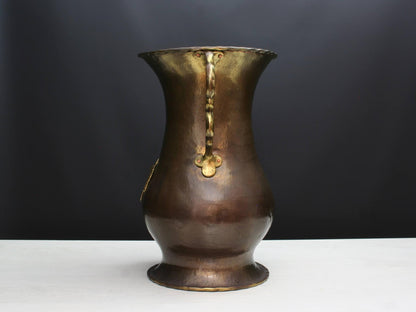 Vintage Copper Umbrella Stand with Brass Handles-Belgian Mid-Century Vintage Home Decor